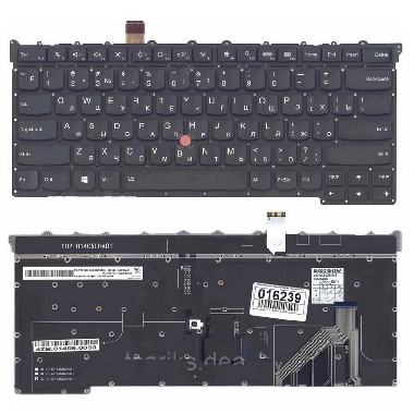 Клавиатура Lenovo ThinkPad X1 Carbon Gen 3. Плоский Enter. Черная, с черной рамкой. С подсветкой. PN