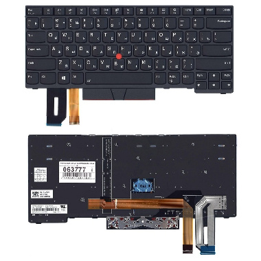 Клавиатура Lenovo ThinkPad Edge E480, T480. Плоский Enter. Черная, с серой рамкой. PN: 01YP360, 01YP