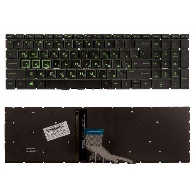 Клавиатура для ноутбука HP 15-CX 15-DA 15-DB 15-CS с зеленой подсветкой p/n: NSK-XN1LN