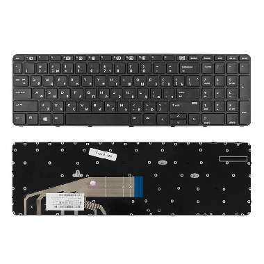 Клавиатура HP ProBook 450 G3, 455 G3, 470 G3, 450 G4, 455 G4. Плоский Enter. Черная, с черной рамкой