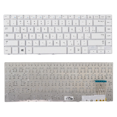 Клавиатура для ноутбука Samsung NP370R5E белая без рамки, плоский Enter короткая