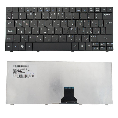 Клавиатура Acer 1810, 1830T, 721, 722, 751, 1425. Г-образный Enter. Черная без рамки. PN: NSK-AQ00R