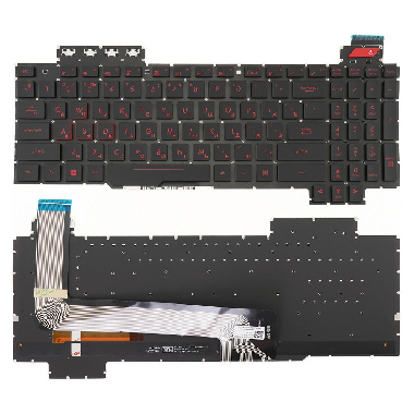 Клавиатура для ноутбука Asus FX503, ZX63VD, FX63, GL703, 90NR0GP1-R31US черная с красной подсветкой