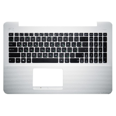 Клавиатура для ноутбука Asus X555SJ черная, верхняя панель в сборе (белая)