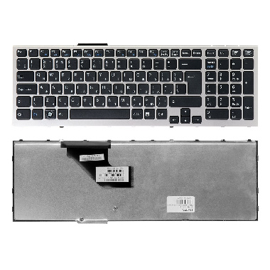 Клавиатура Sony Vaio VPC-F11, VPC-F12, VPC-F13. Г-образный Enter. Черная, с серебристой рамкой. PN: