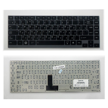 Клавиатура Toshiba Portege Z830, Z835, M800, N860. Г-образный Enter. Черная, с серебристой рамкой