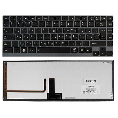 Клавиатура Toshiba Satellite M800, N860, U800. Г-образный Enter. Черная с серой рамкой. С подсветкой