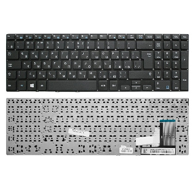 Клавиатура Samsung NP370R5E, NP450R5V, NP470R5E. Г-образный Enter. Черная, без рамки. BA75-04478C