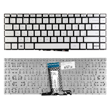 Клавиатура HP 14-BS, 14-BR, 14-BF, 14-BK Series. Плоский Enter. Серебристая, с рамкой.