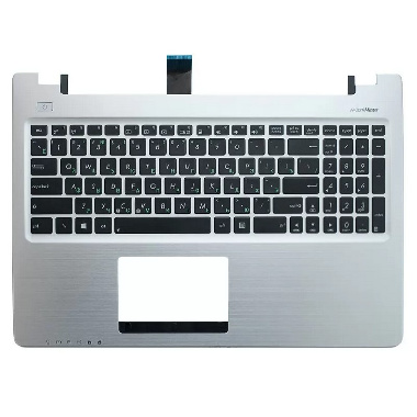Клавиатура для ноутбука Asus K56, K56C, K56CB, K56CM, K56CA черная верхняя панель в сборе серебряная