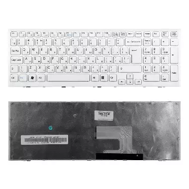 Клавиатура Sony Vaio VPC-EH белая, с рамкой. Плоский Enter.